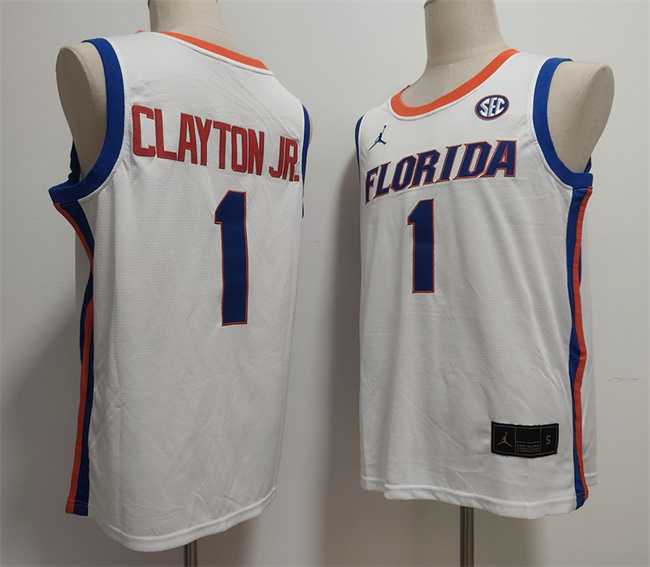 Mens Florida Gators #1 Walter Clayton Jr. White Stitched Basketball Jersey